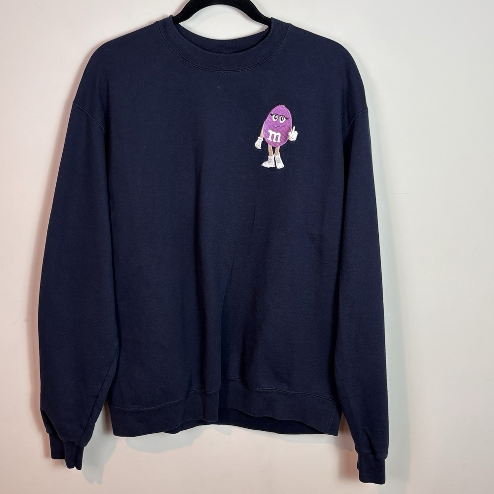 Champion Women's Navy Blue Embroidered Purple M & M Pullover Sweatshirt Sz large